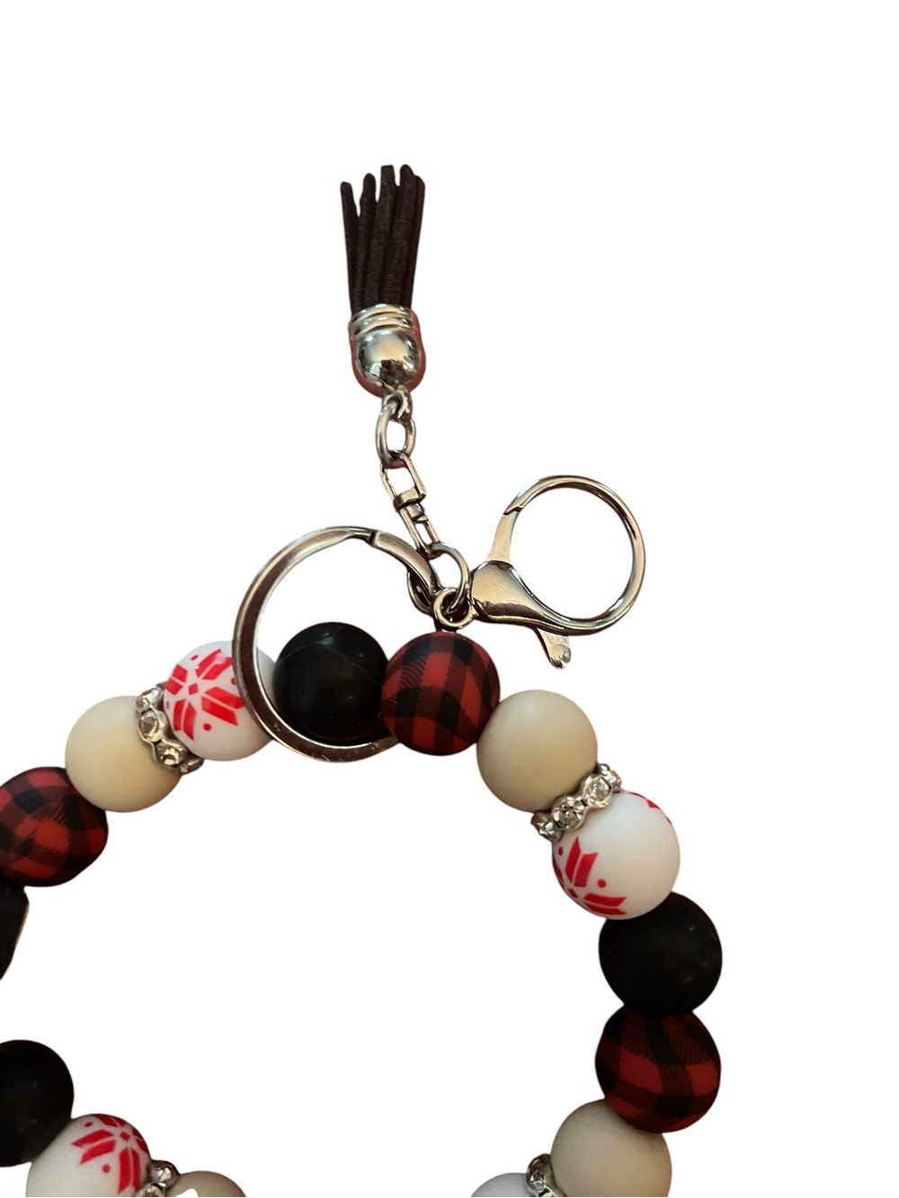 Highland Cow Santa Beaded Keyring Wristlet NWOT - Picture 3 of 3